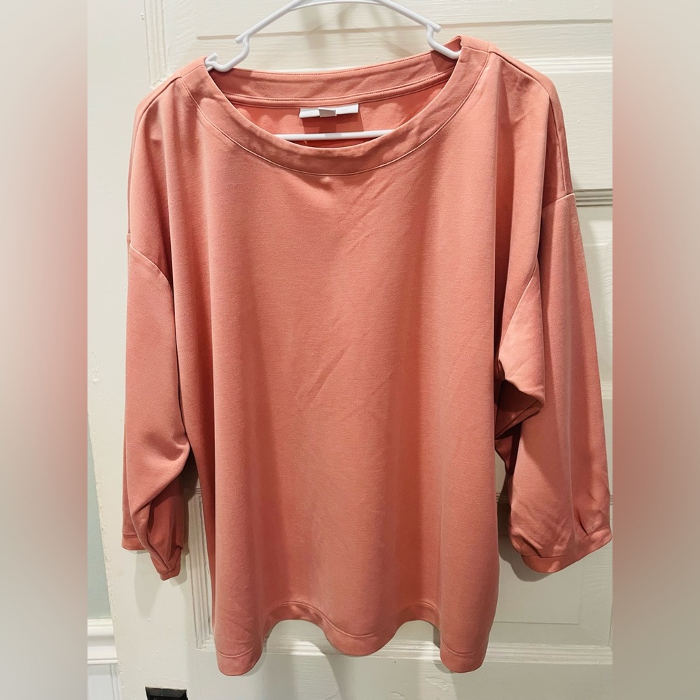 J Jill Purejill Salmon colored Sand Washed Women's Top. Size Medium.